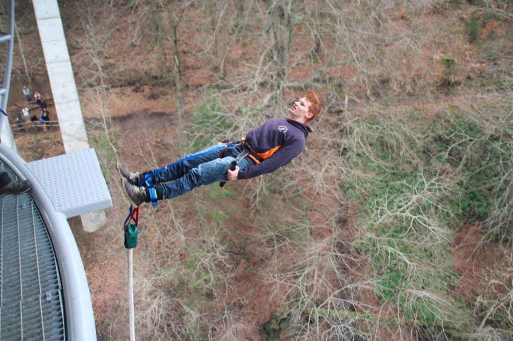 Author bungee jumping backwards